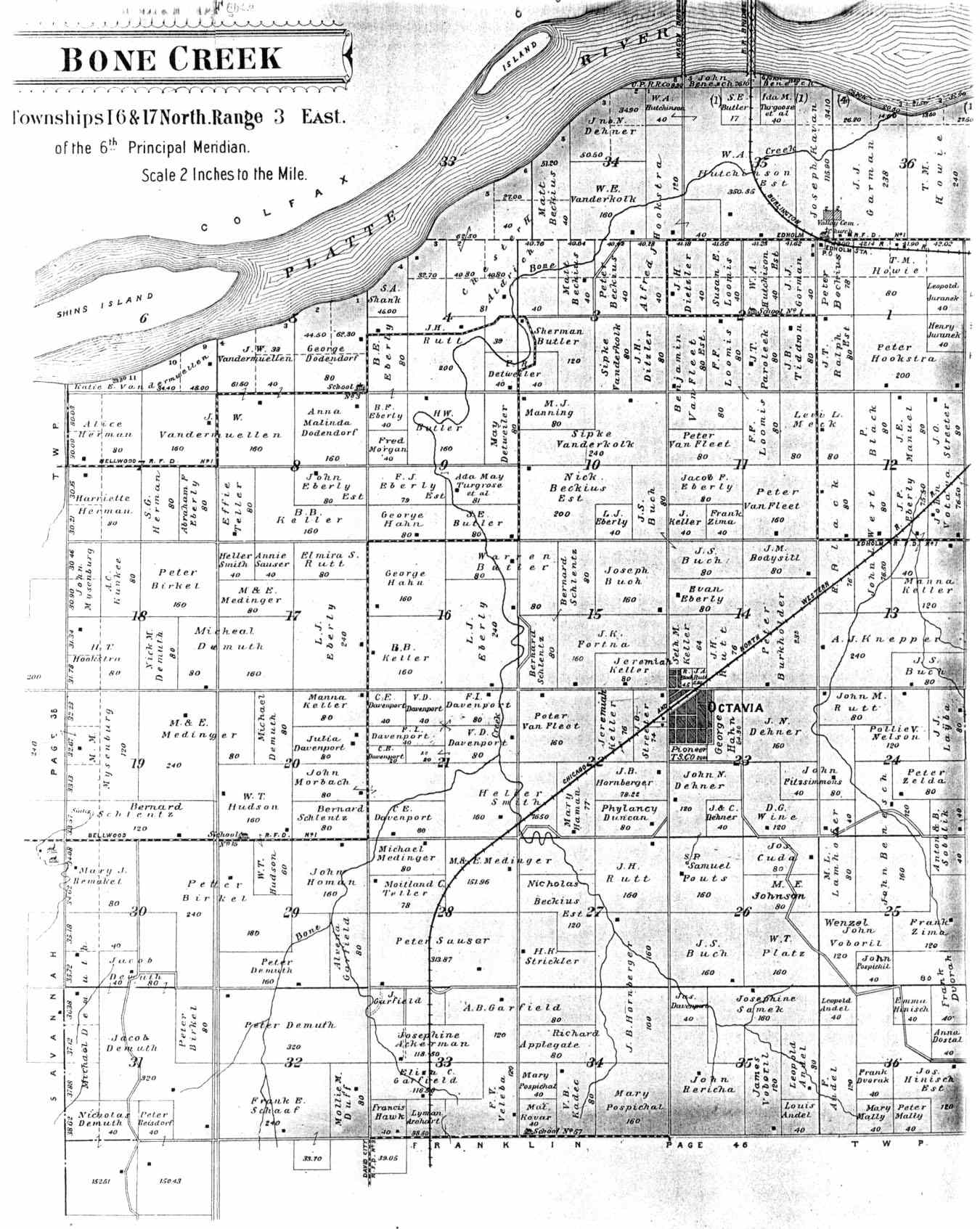 Bone Creek Township Butler County Nebraska Plat Map for 1906