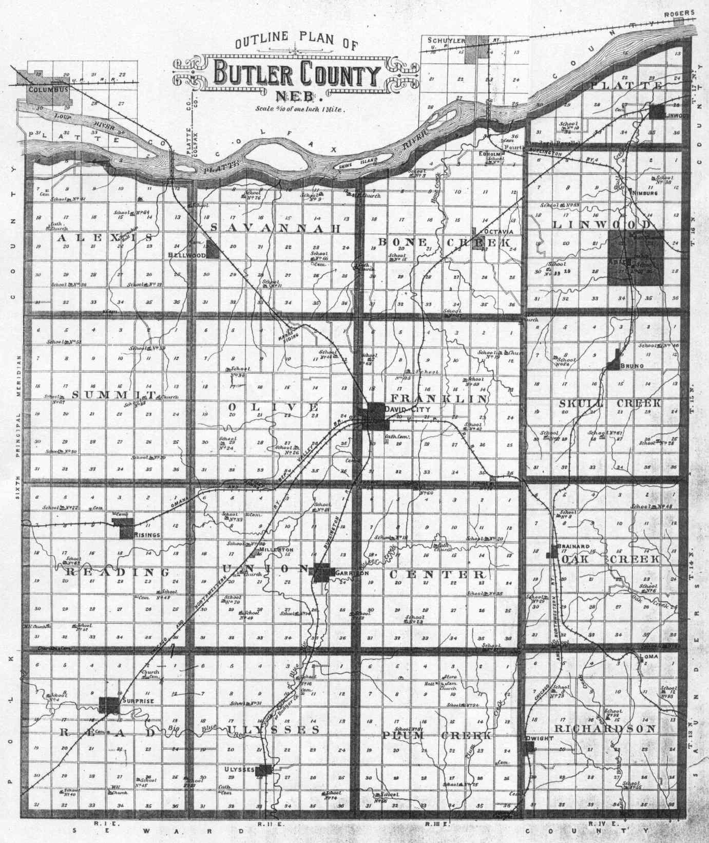 Butler County Nebraska Plat Map for 1906