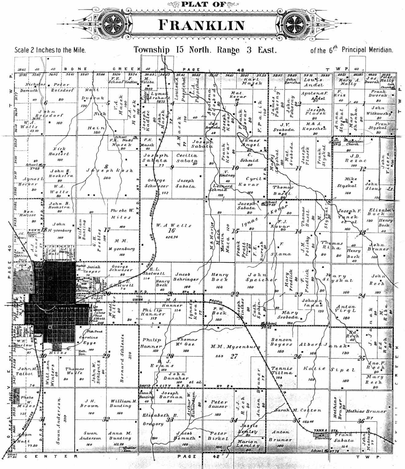 Franklin Township Butler County Nebraska Plat Map for 1906