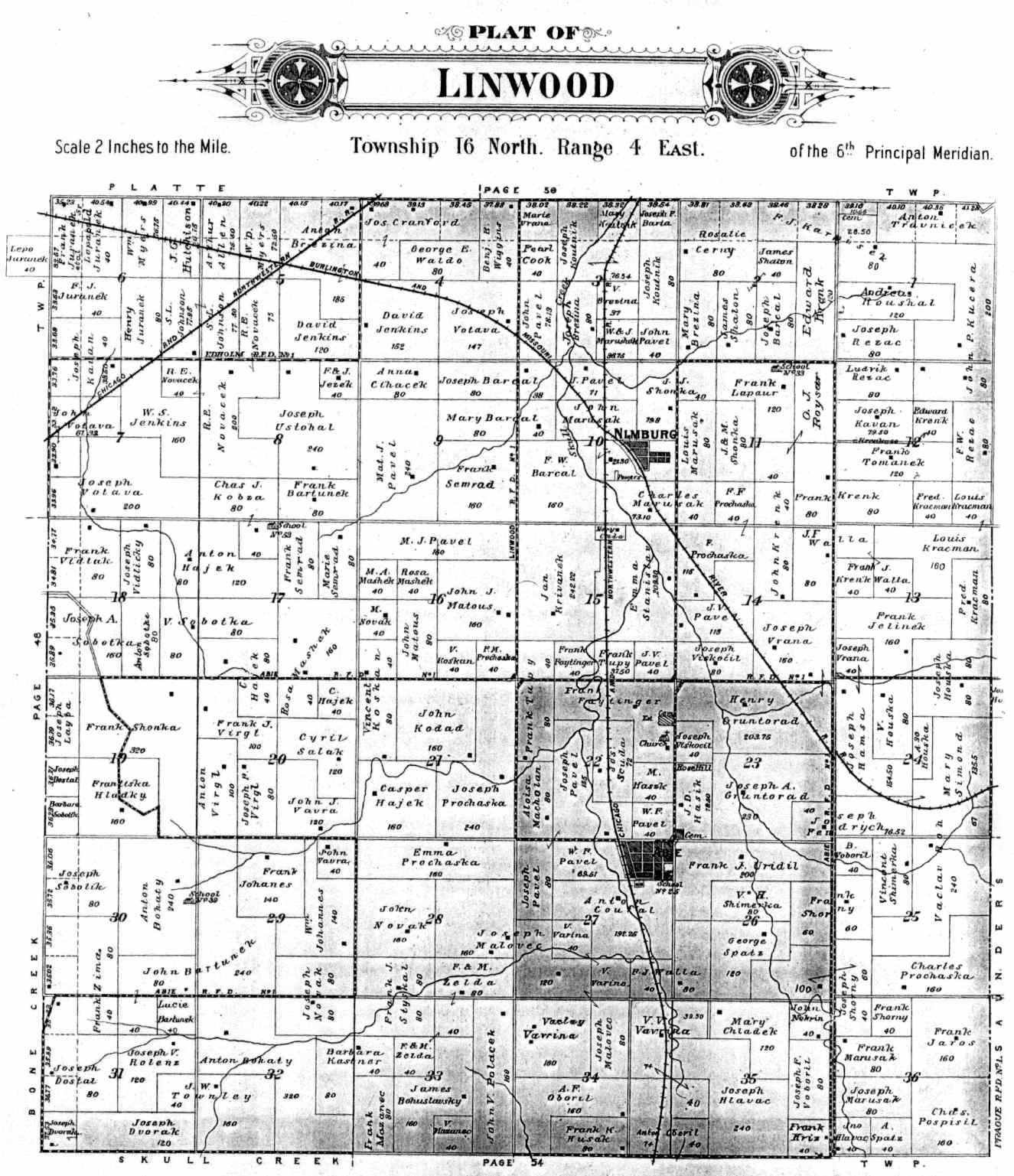 Linwood Township Butler County Nebraska Plat Map for 1906