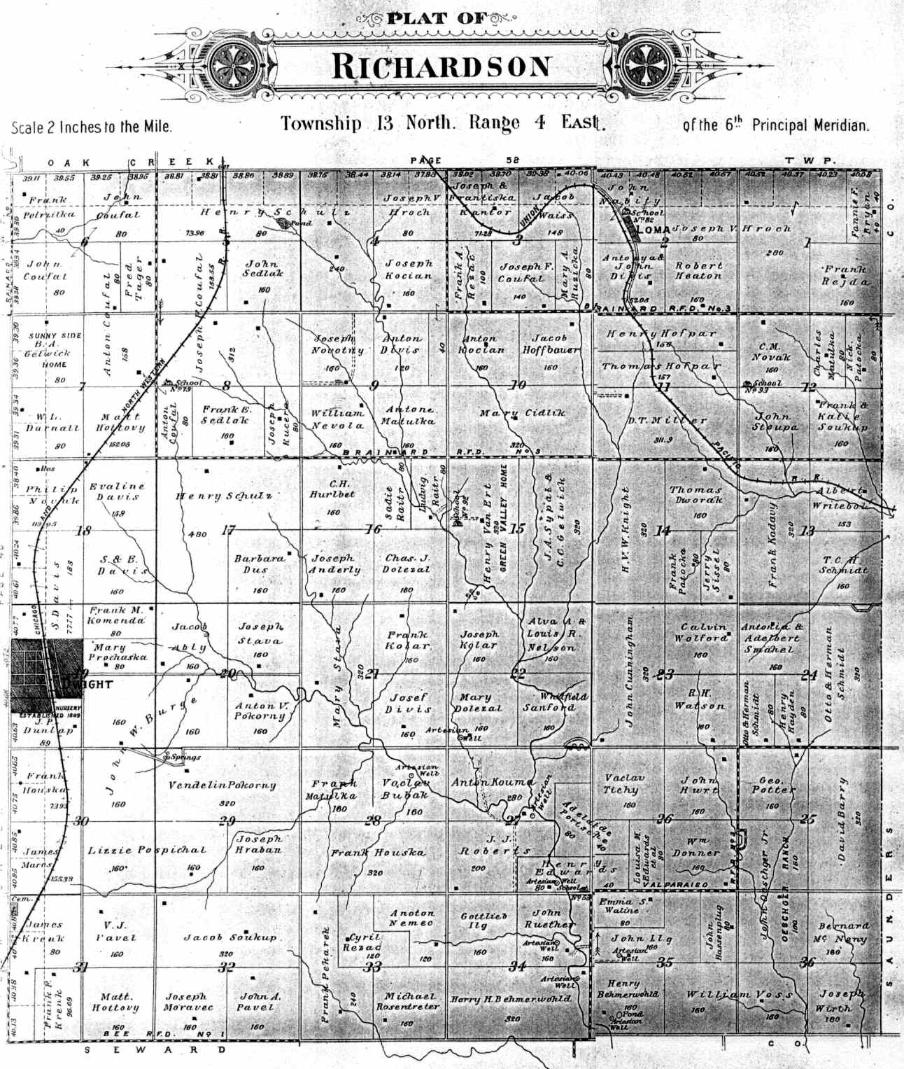 Richardson Township Butler County Nebraska Plat Map for 1906