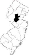 Outline map of New Jersey with Somerset County in black
