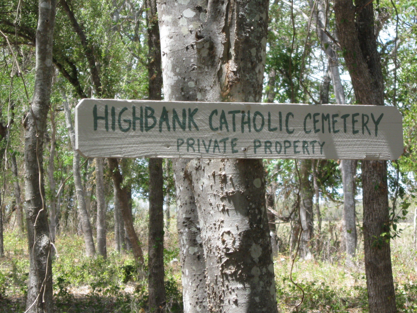 Highbank Catholic Cemetery sign, Falls County, Texas