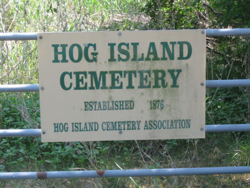 Hog Island Cemetery sign, Falls County, Texas