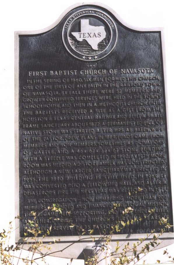 Description: Historical Marker at First Baptist Church of Navasota