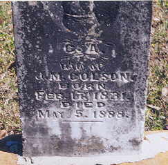 Tombstone of Catherine Colson, wife of John Morgan Colson