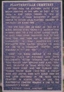 Plantersville Cemetery Historical Marker