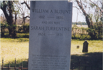 Tombstone of William Augustus and Sarah Turrentine Blount