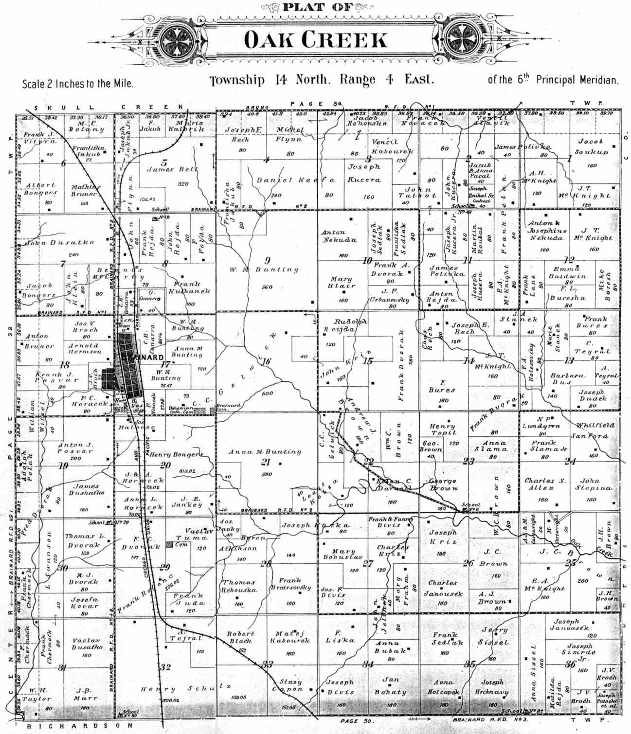 Oak Creek Township Butler County Nebraska Plat Map for 1906