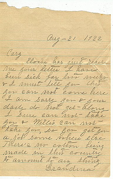 Cary Hudson letter