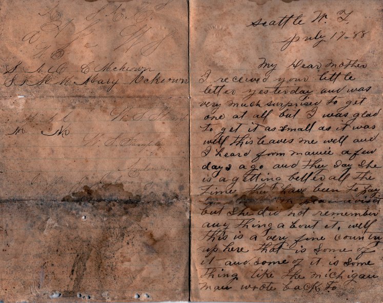 Archie McKeown Letter Page 1