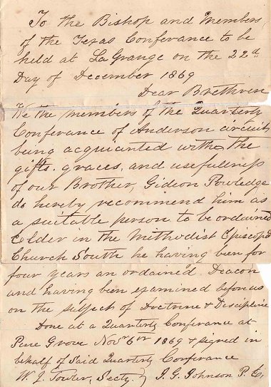 Gideon Powledge Letter