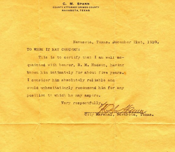 F. A. Hamer letter of support