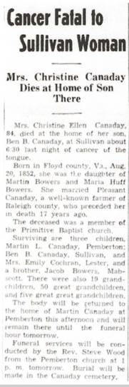 Christine Ellen <i>Bower</i> Canaday