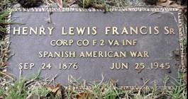 GraveFrancisHenryLewisSREvergreenCemRoanokeVA