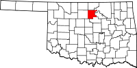 Map of Oklahoma highlighting Noble County