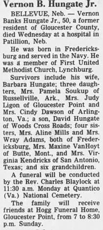 Obituary for Vernon Banks Hungate (Aged 50) - 