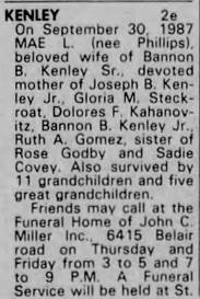 Obituary for MAE L. KENLEY
