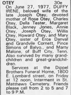 Obituary for IRENE OTEY - 