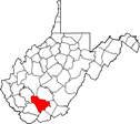 Map of West Virginia highlighting Raleigh County