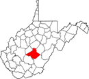 Map of West Virginia highlighting Nicholas County