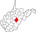 Map of West Virginia highlighting Webster County