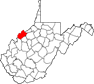 Map of West Virginia highlighting Wood County