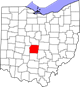 Map of Ohio highlighting Franklin County