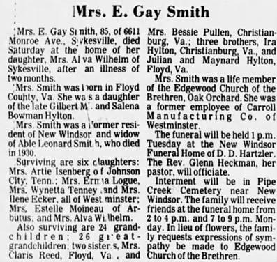 Obituary for E. Gay Smith (Aged 85) - 