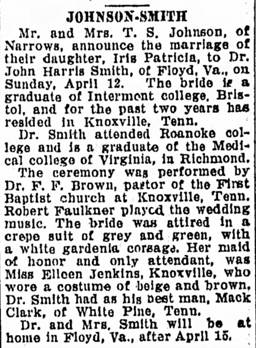 Marriage of Iris Patricia / Smith - 