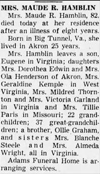 Obituary for MAUDE R. 1 IAMBLIN (Aged 82) - 