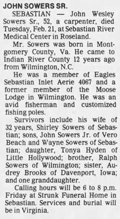 Obituary for John Wesley SOWERS SR. - 