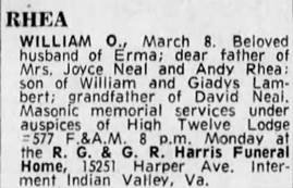 Obituary for WILLIAM C RHEA - 