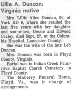 Obituary for Lillie Alice Duncan (Aged 90) - 
