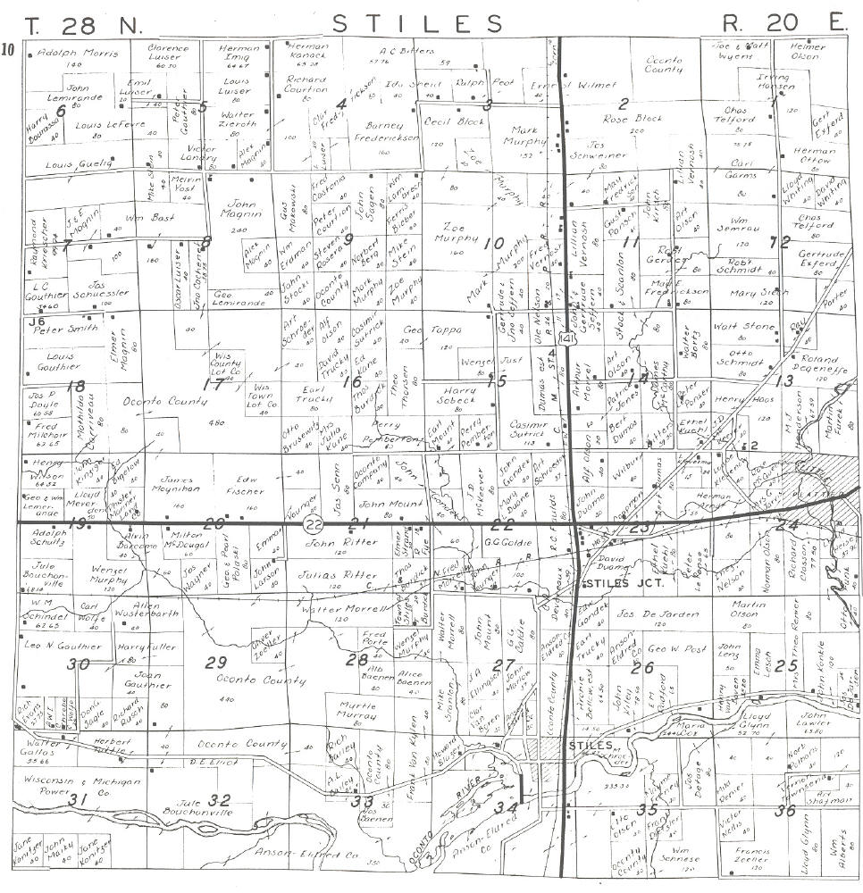 1946 Plat Maps Of Oconto County Wisconsin