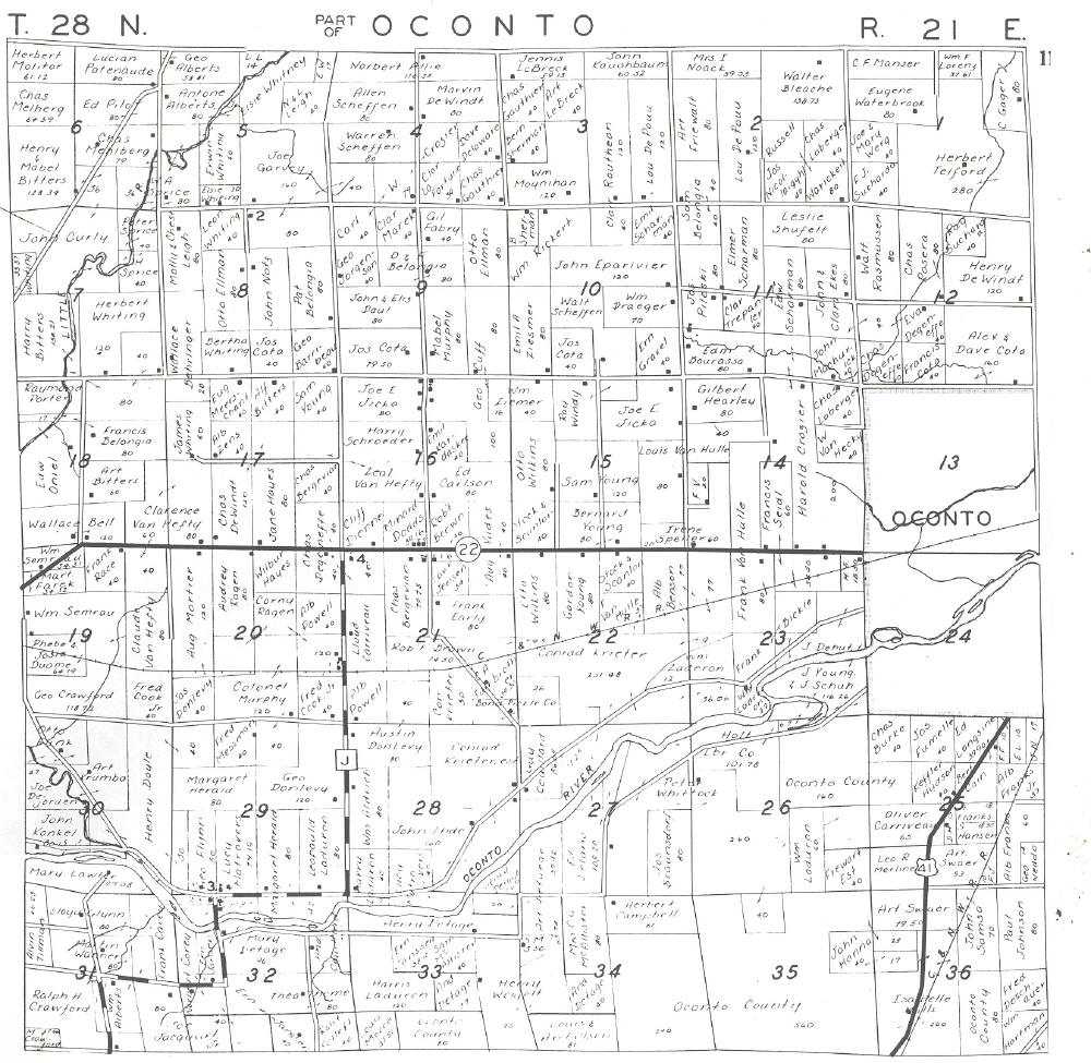 1946 Plat Maps Of Oconto County Wisconsin