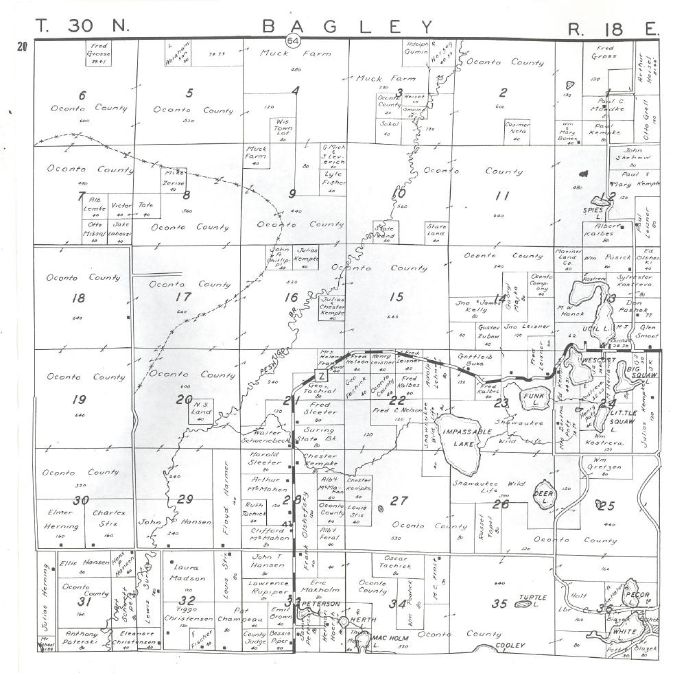 1946 Plat Maps Of Oconto County Wisconsin