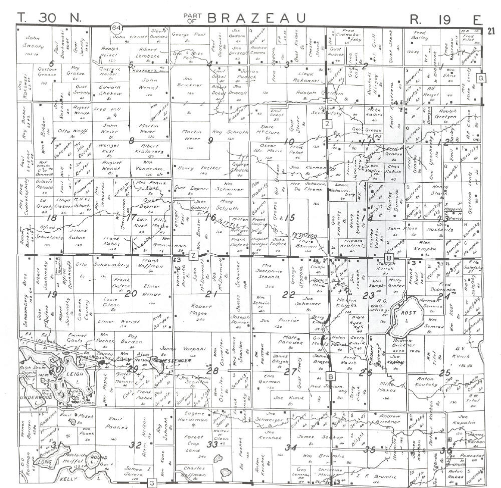 1946 Plat Maps Of Oconto County Wisconsin