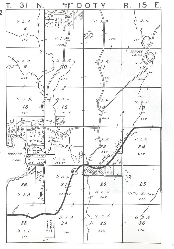 1946 Plat Maps Of Oconto County Wisconsin