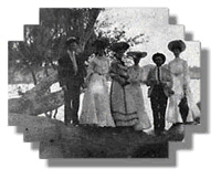 people and a lake