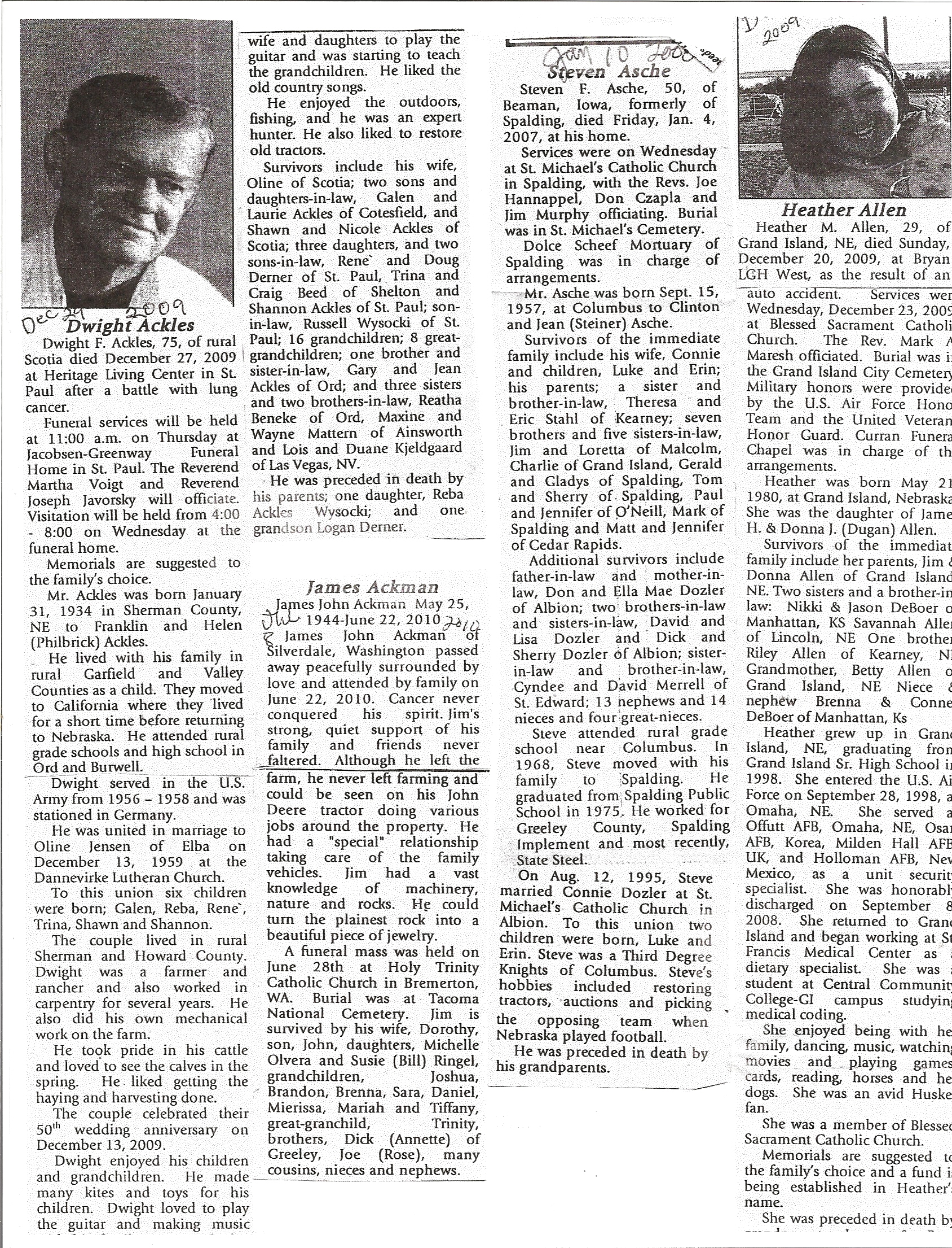 Obituaries Greeley Co. NEGenWeb